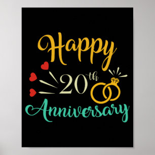 Poster Joyeux 20e anniversaire jumelés Couples 20e annive