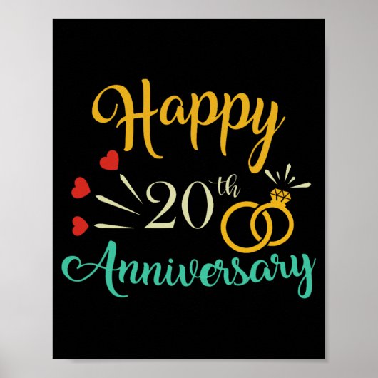 Poster Joyeux 20e anniversaire jumelés Couples 20e annive (Devant)