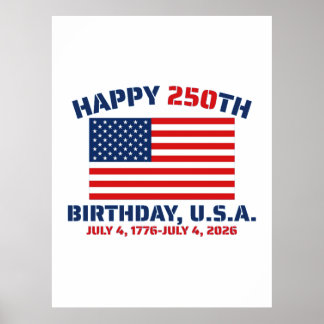 POSTER JOYEUX 250E ANNIVERSAIRE ÉTATS-UNIS
