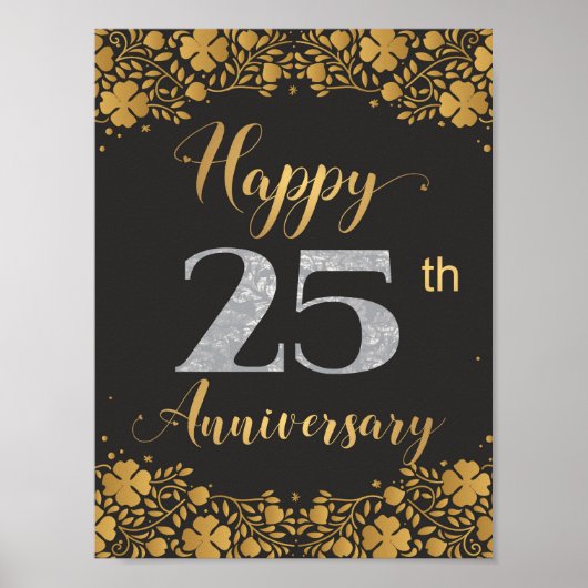 Poster Joyeux 25e anniversaire Mariage d'argent 25 ans (Devant)