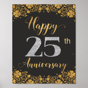 Poster Joyeux 25e anniversaire Mariage d'argent 25 ans
