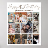 Poster Joyeux 40e Anniversaire 15 Photos Multiples (Devant)