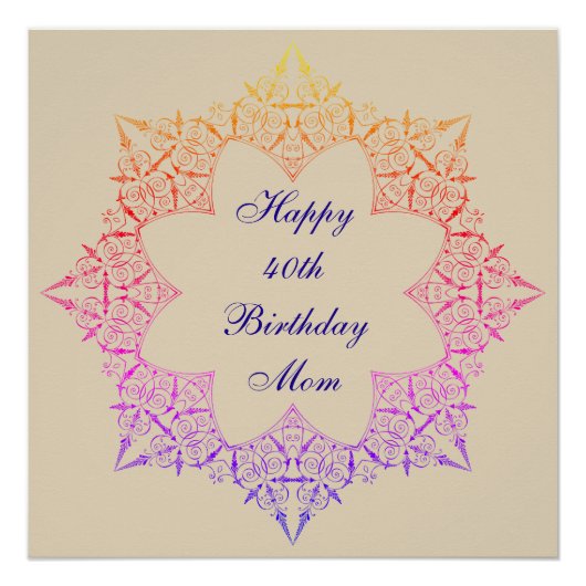 Poster Joyeux 40e anniversaire maman (Devant)