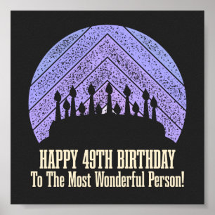 Poster Joyeux 49ème anniversaire souhaitant dire citation