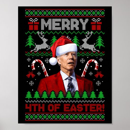 Poster Joyeux 4 e Pâques Amusants Joe Biden Noël laid 2 (Devant)