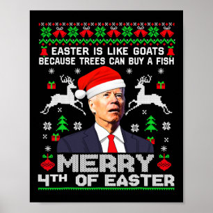 Poster Joyeux 4 ème de Pâques Drôle Biden Vilain Noël Swe