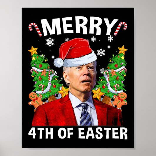 Poster Joyeux 4 ème de Pâques Drôle Biden Vilain Noël Swe (Devant)