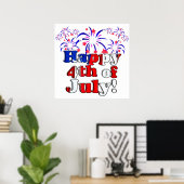 Poster Joyeux 4 juillet avec Fireworks (Bureau à domicile)