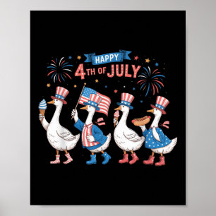 Poster Joyeux 4 juillet Canards Fête de l'Indépendance Am