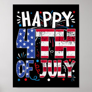 Poster Joyeux 4 juillet drapeau américain patriotique 4e