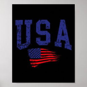 Poster Joyeux 4 juillet drapeau États-Unis américain fier