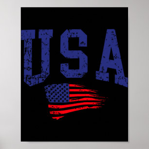 Poster Joyeux 4 juillet Drapeau États-Unis Américain Fier