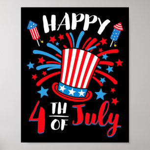 Poster Joyeux 4 juillet patriotique américain Drapeau Hom