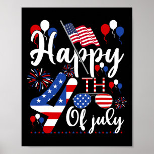 Poster Joyeux 4 Juillet Patriotique US Drapeau Américain