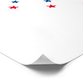 Poster Joyeux 4 Juillet script rouge blanc & bleu étoiles (Coin)