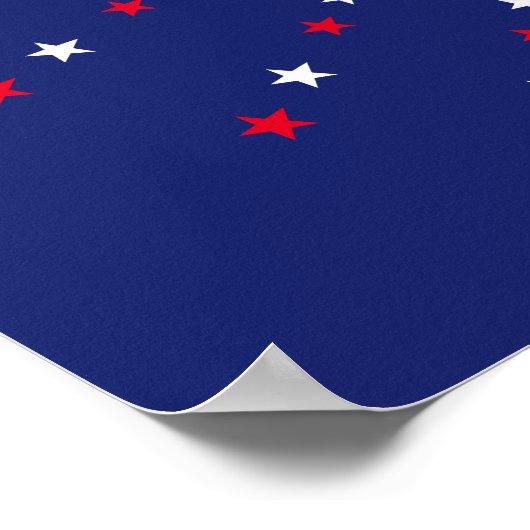 Poster Joyeux 4 Juillet script rouge blanc marine étoiles (Coin)