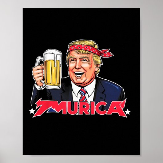 Poster Joyeux 4 juillet Trump américain Drapeau Merica Tr (Devant)