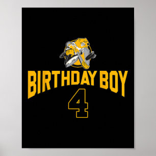 Poster Joyeux 4e anniversaire garçon hockey ours hockey s