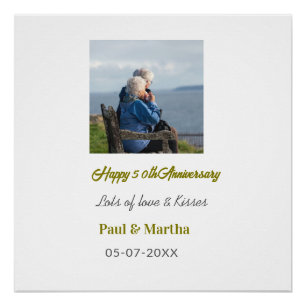 Poster Joyeux 50e anniversaire de mariage avec nom date p
