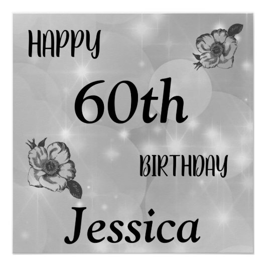Poster Joyeux 60e anniversaire gris argenté (Devant)