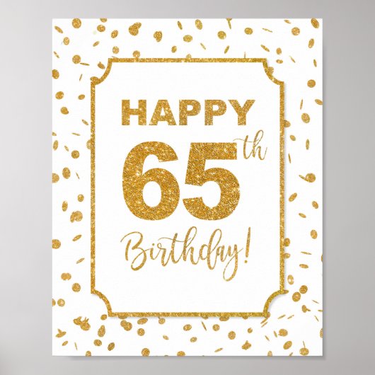 Poster Joyeux 65e anniversaire Symbole Gold Confetti (Devant)