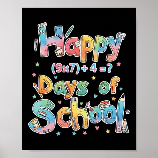 Poster Joyeux 67 Jours D'école Équation Mathématique Prof (Devant)