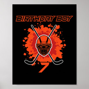 Poster Joyeux 7e Anniversaire Garçon Masque de Hockey Noi