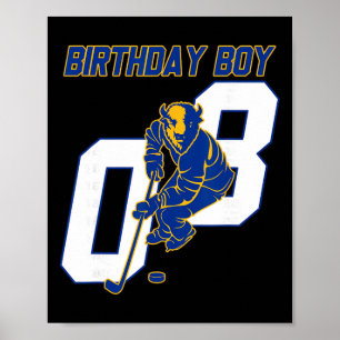 Poster Joyeux 8e Anniversaire Garçon Hockey Bison Hockey