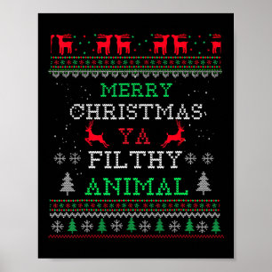 Poster Joyeux animal de Noël Filthy Ya Xmas Pajama Famill