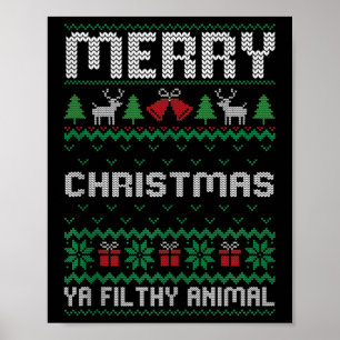 Poster Joyeux animal de Noël sale famille Ya Ugly Xmas