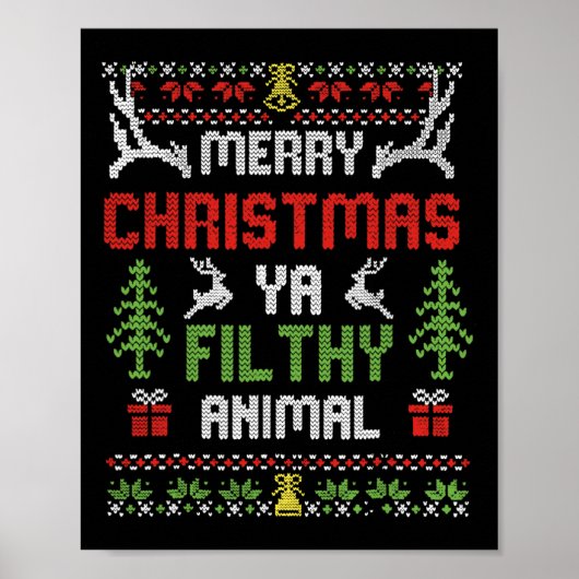 Poster Joyeux animal de Noël sale Ya (Devant)