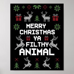Poster Joyeux animal de Noël sale Ya