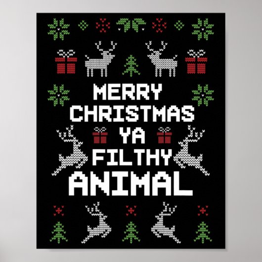 Poster Joyeux animal de Noël sale Ya (Devant)