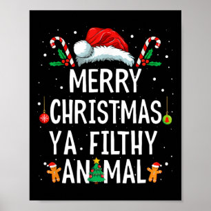 Poster Joyeux animal de Noël sale Ya Xmas Famille Pajam