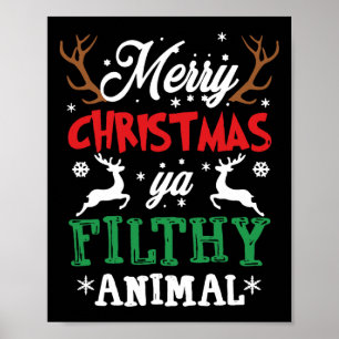 Poster Joyeux animal de Noël sale Ya Xmas Pyjama