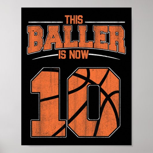 Poster Joyeux anniversaire 10e 10 ans Basketball Garçons (Devant)