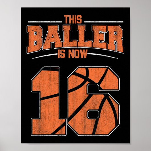 Poster Joyeux anniversaire 16 ans garçons de basket-ball  (Devant)