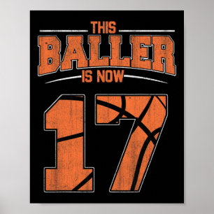 Poster Joyeux Anniversaire 17 Ans Basketball Garçons Seve