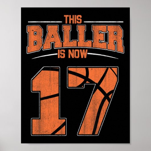 Poster Joyeux Anniversaire 17 Ans Basketball Garçons Seve (Devant)