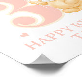 Poster Joyeux Anniversaire 3 ans Fille rose Balloon perso (Coin)