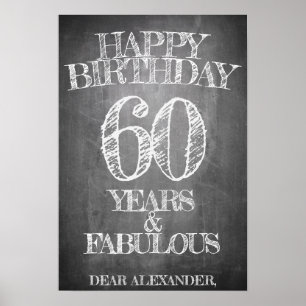 Poster Joyeux anniversaire - 60 ans & Fabuleux en chalkbo
