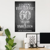 Poster Joyeux anniversaire - 60 ans & Fabuleux en chalkbo (Bureau à domicile)