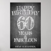 Poster Joyeux anniversaire - 60 ans & Fabuleux en chalkbo (Devant)