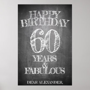 Poster Joyeux anniversaire - 60 ans & Fabuleux en chalkbo