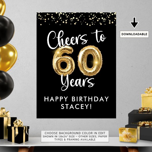 Poster Joyeux Anniversaire 60 Ans Panneau de Bienvenue