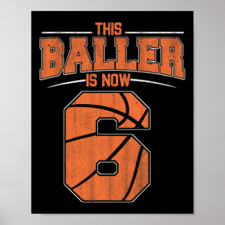 Poster Joyeux anniversaire 6e 6 ans Basketball Garçons Si
