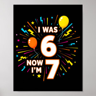 Poster Joyeux Anniversaire 7 Ans J'avais 6 Ans Maintenant