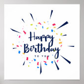 Poster Joyeux anniversaire à vous confetti (Devant)