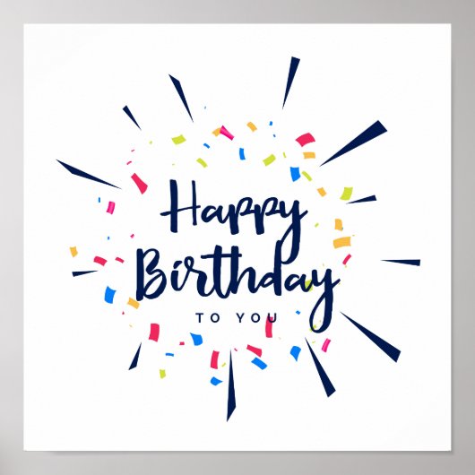 Poster Joyeux anniversaire à vous confetti (Devant)