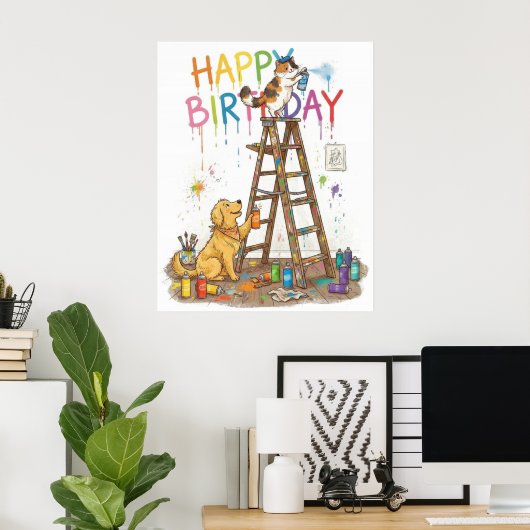 Poster Joyeux Anniversaire Adorable (Bureau à domicile)